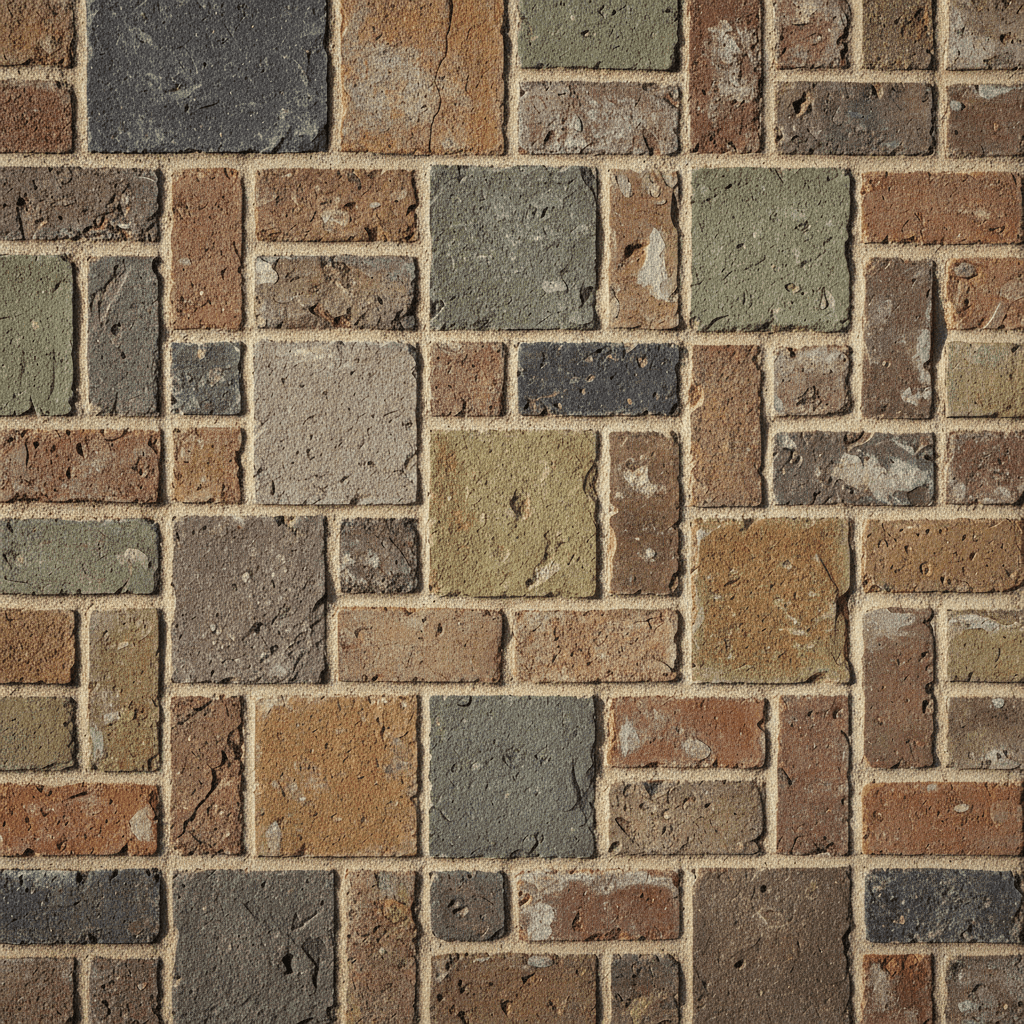 Close-up detail of brick and stone patio craftsmanship
